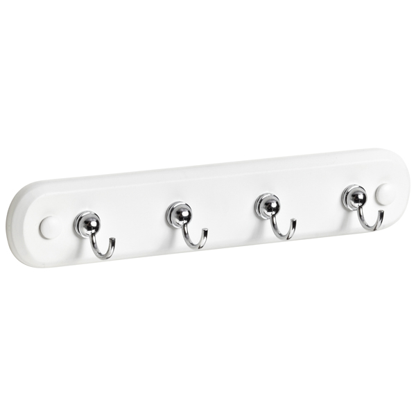 White 4-Hook Wall-Mounted Key Holder | The Container Store