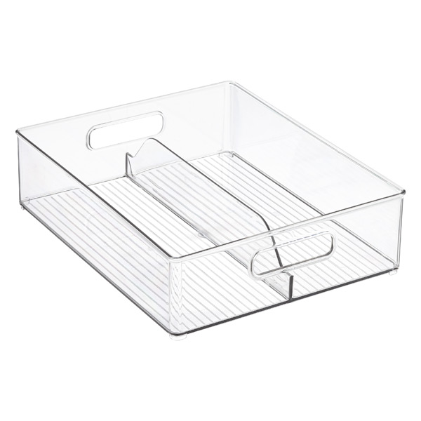 iDesign Linus Clear Divided Stackable Bins with Handles | The Container  Store