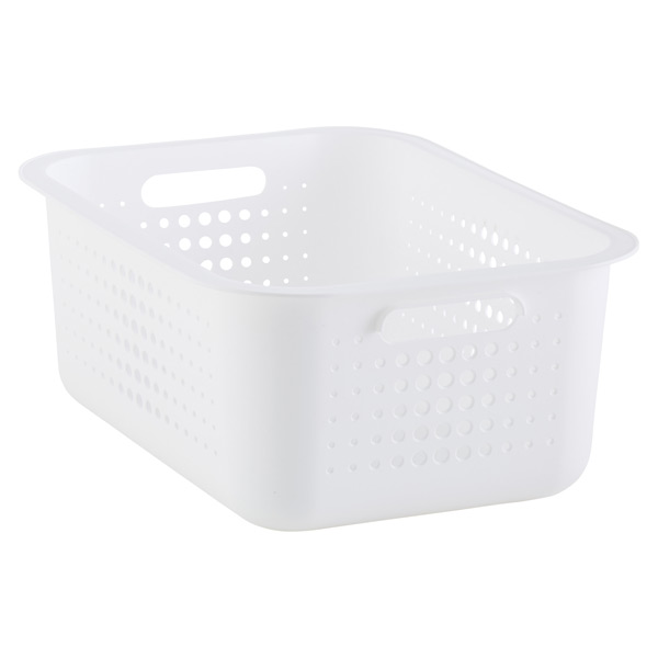 white storage basket with lid