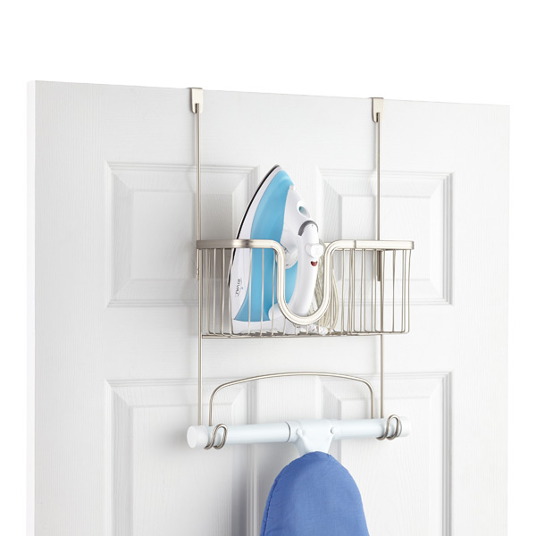 iDesign Over the Door York Ironing Board Hanger with Utility Basket | The  Container Store