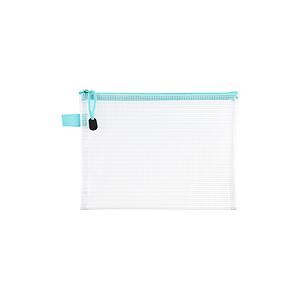 Aqua Vinyl & Mesh Pouches | The Container Store