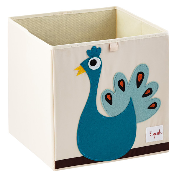 3 Sprouts Peacock Storage Box, Blue