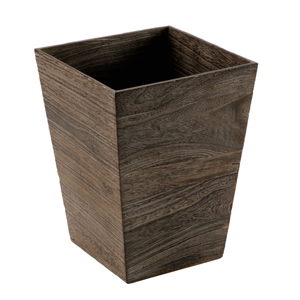 Square Feathergrain Wooden Trash Can | The Container Store
