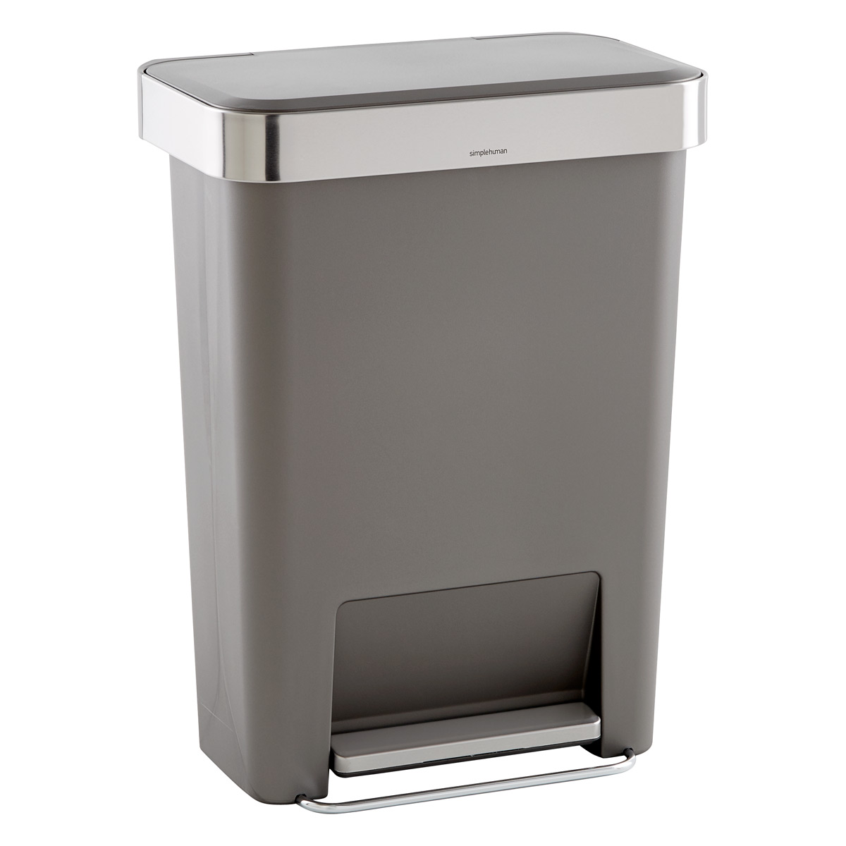 simplehuman Grey 12 gal. Rectangular Trash Can with Liner Pocket | The  Container Store