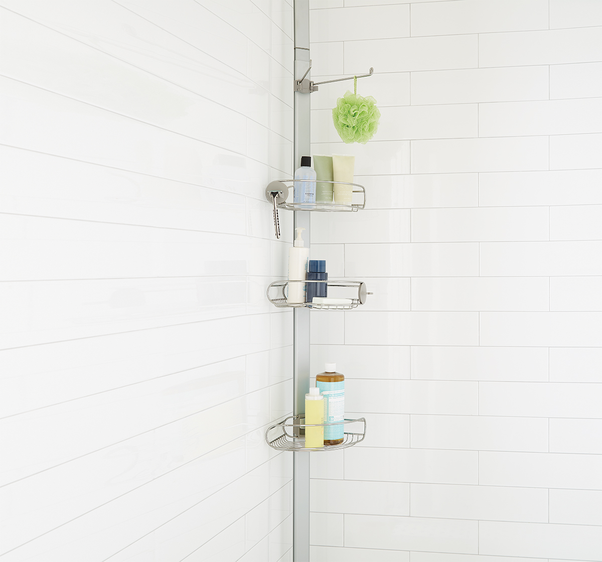 Corner Shower Caddy Tension Pole: Adjustable Stainless Steel
