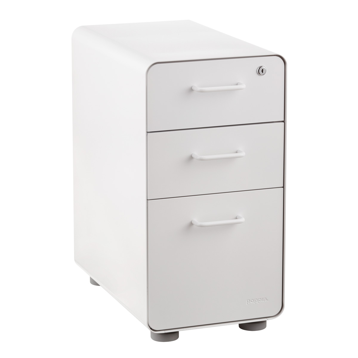 Poppin White Slim 3-Drawer Stow Filing Cabinet | The Container Store