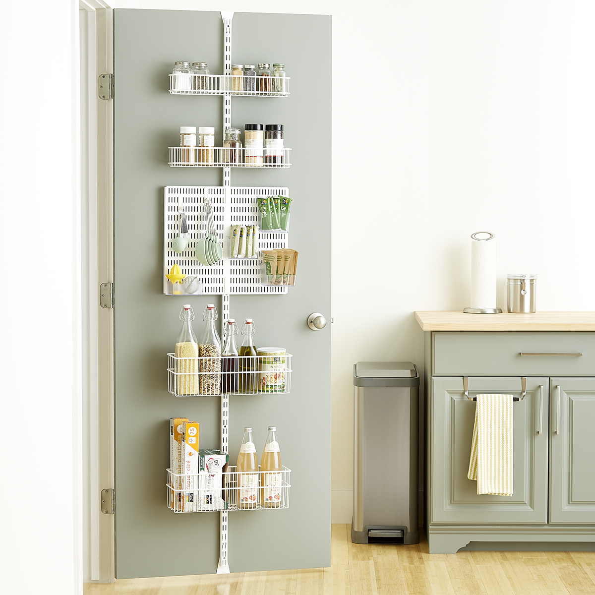 Elfa Utility White Wire Kitchen Over the Door Rack | The Container Store