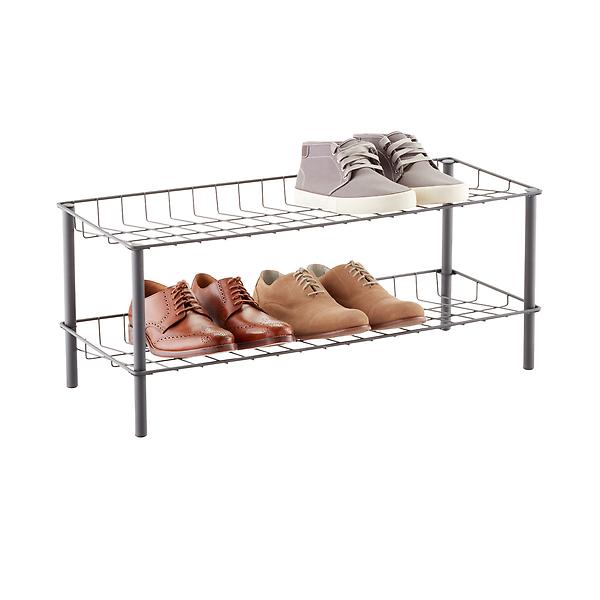 Graphite 2-Tier Metal Shoe Rack | The Container Store