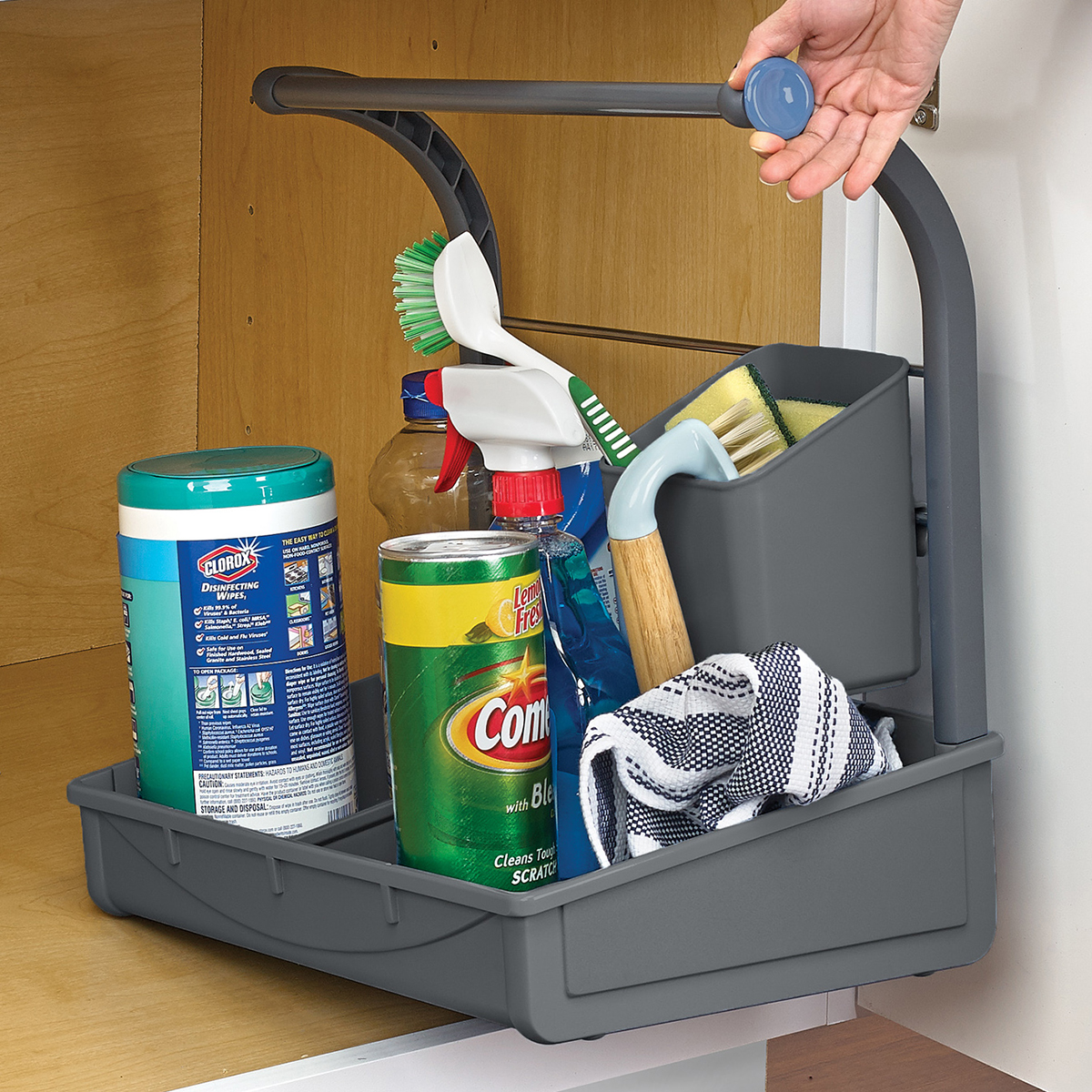 Portable Carry Caddy for Cleaning Products Cleaning Supply Organizer with  Handle 