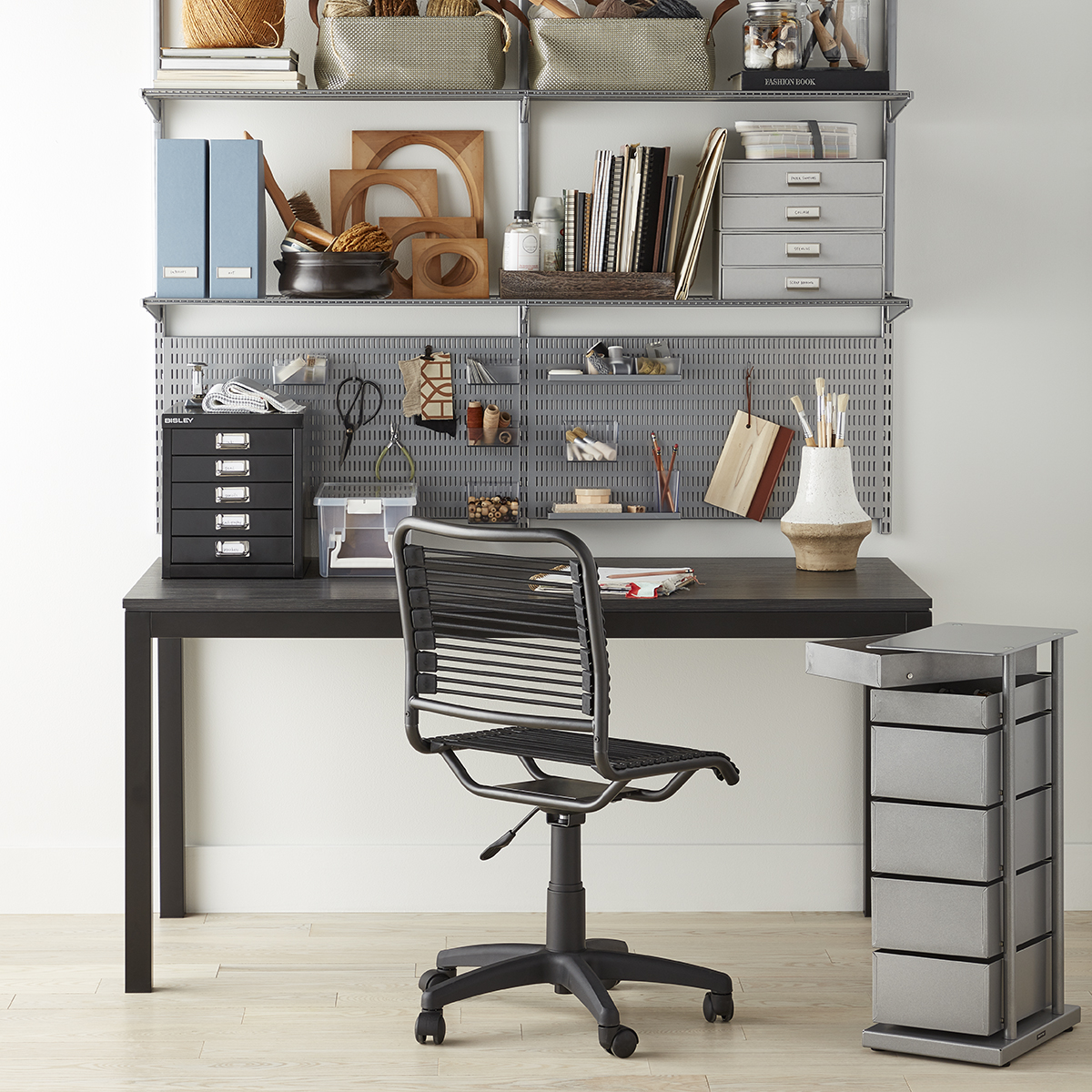 Platinum Elfa Home Office Shelving | The Container Store