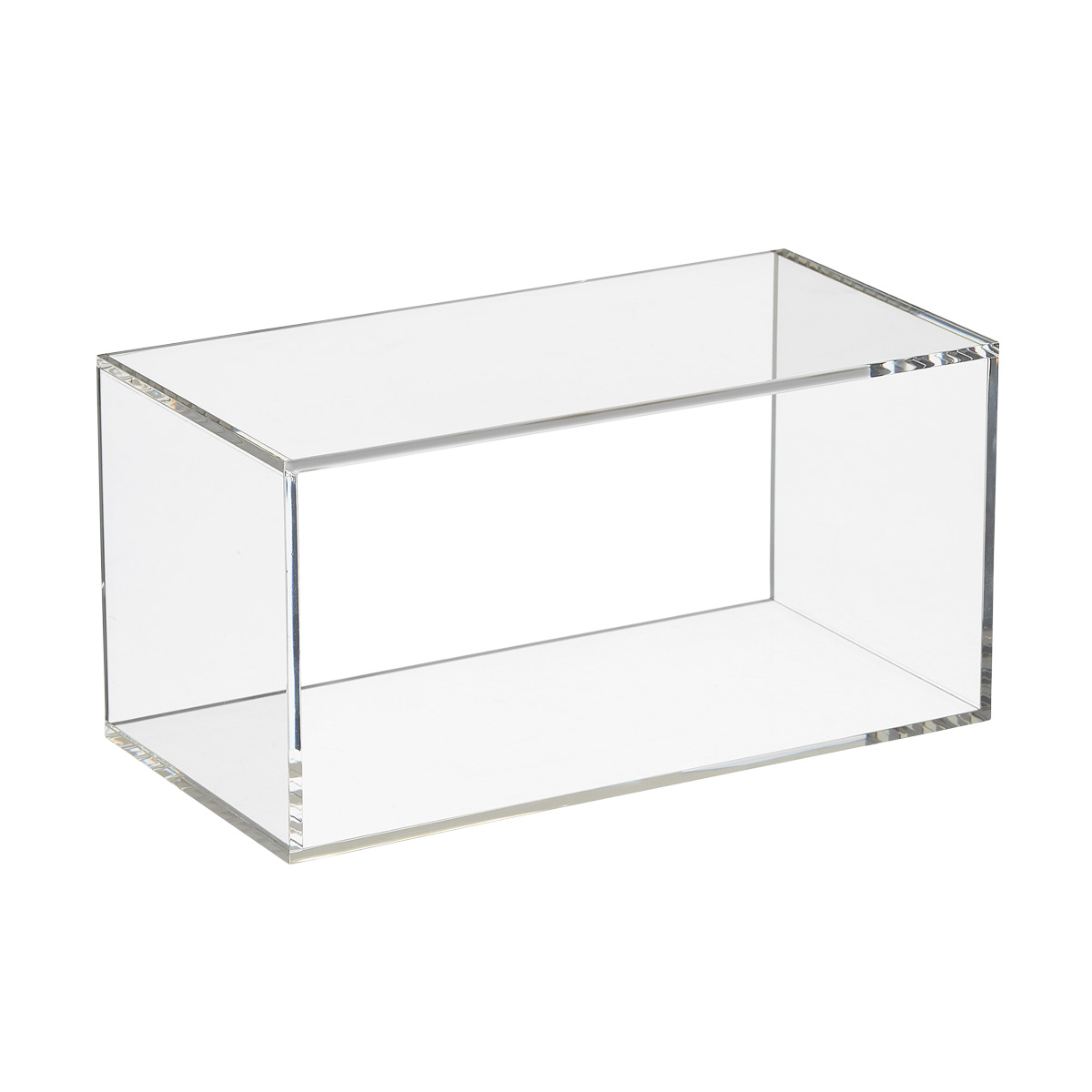 Versatile Acrylic Clear top Display Case - Small Rectangle Box with Risers and White Base 7.625