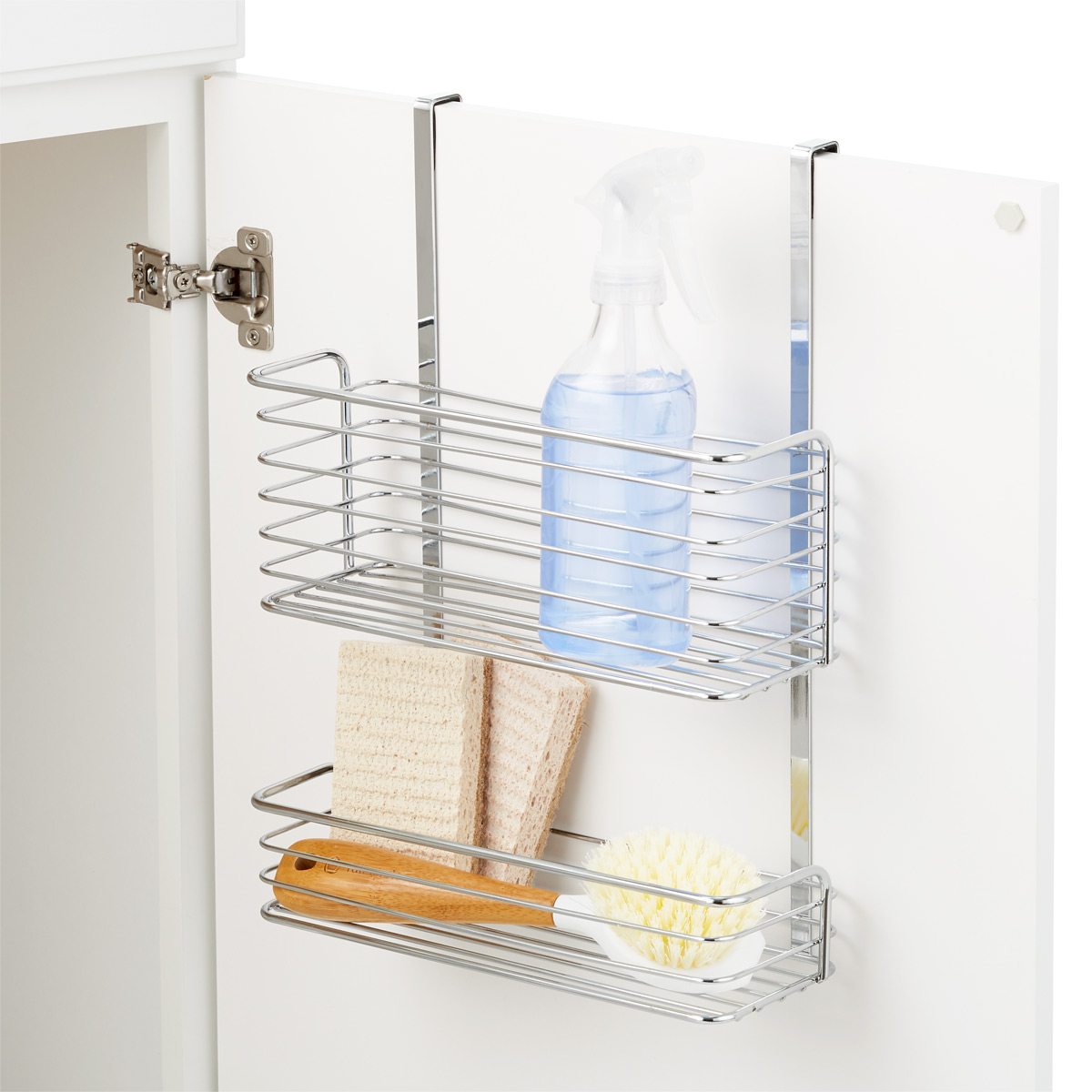 Chrome Over the Cabinet Double Basket | The Container Store
