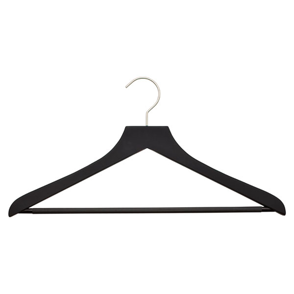 Petite Basic Black Soft Matte Wooden Hangers Pkg/3 | The Container Store