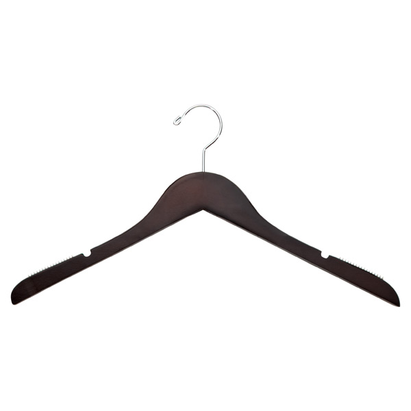 Basic Walnut Wooden Hangers Pkg/6 | The Container Store