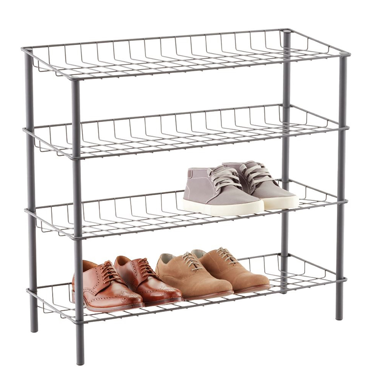 Graphite 4-Tier Metal Shoe Rack | The Container Store