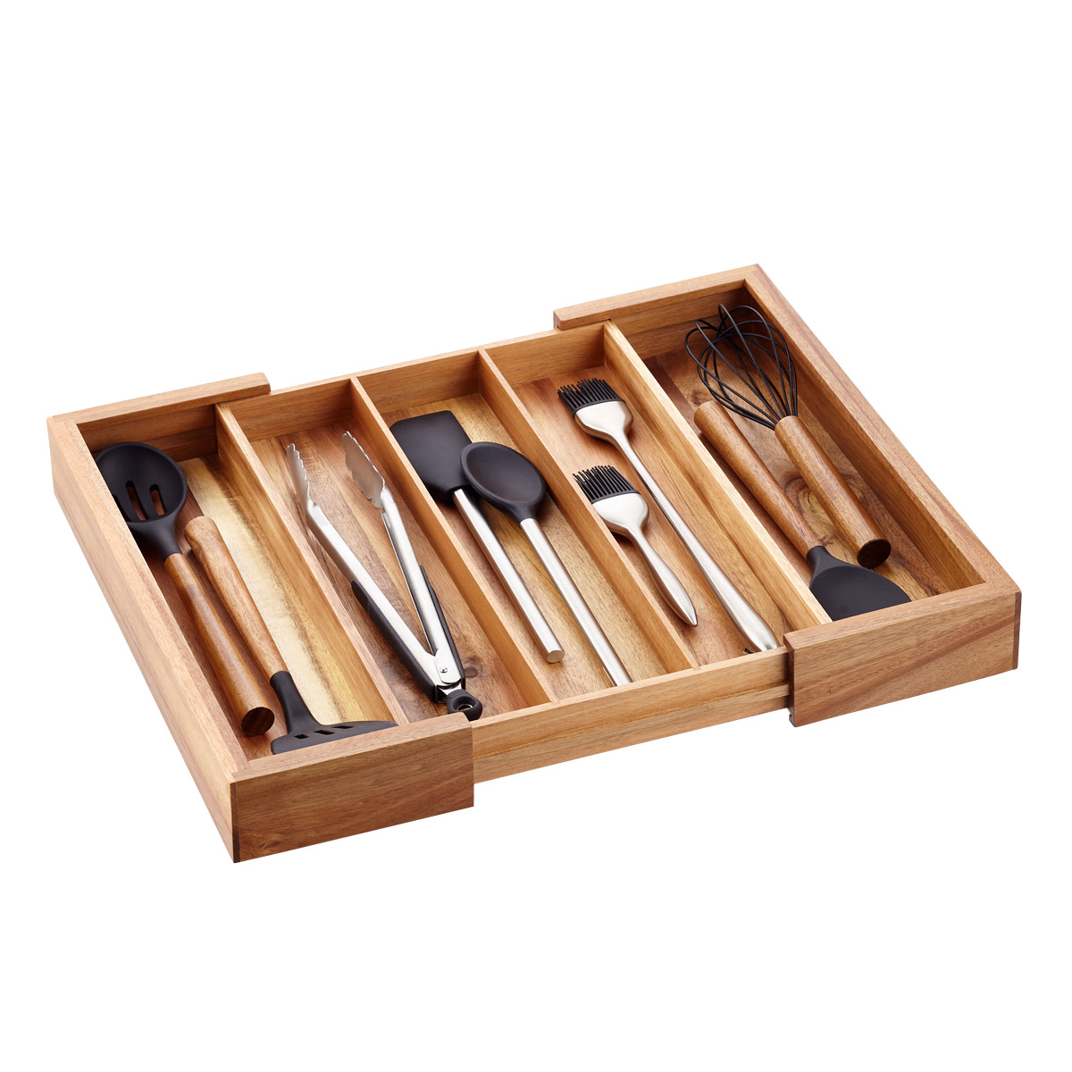 Expandable Acacia Utensil Tray | The Container Store