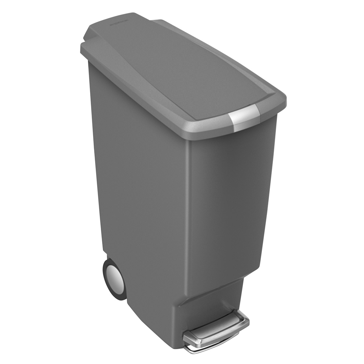 simplehuman Grey 10 gal. Slim Plastic Step Trash Can | The Container Store