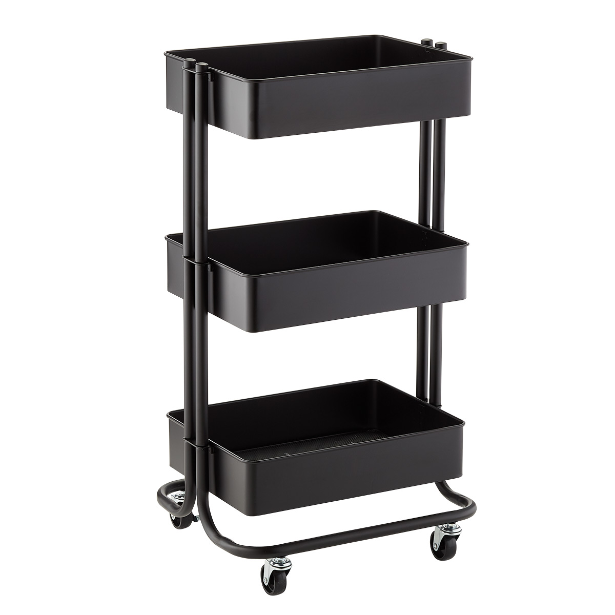 Matte Black 3-Tier Rolling Cart | The Container Store