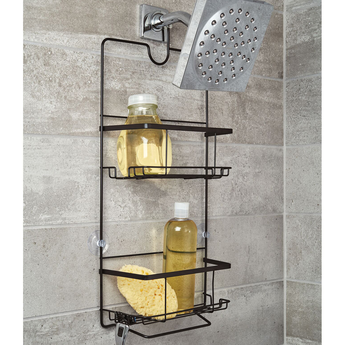 iDesign Everett Matte Black Push-Lock Suction Shower Caddy | The Container  Store