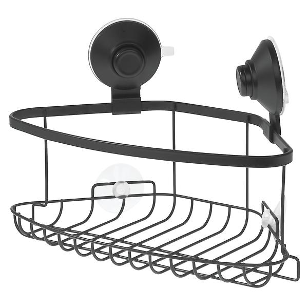iDesign Everett Matte Black Push-Lock Suction Shower Hook