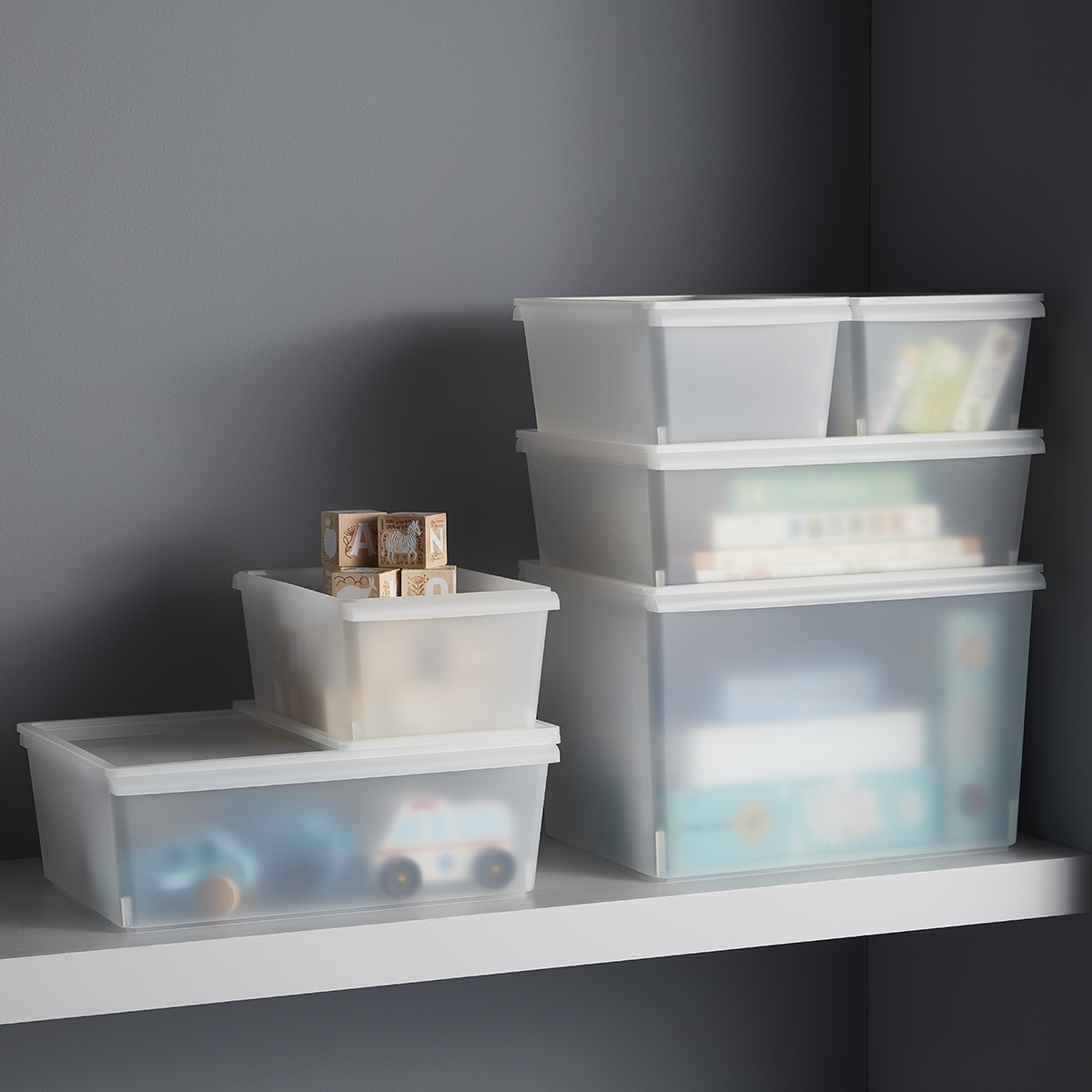 Plastic Stacking Bins with Lids | The Container Store