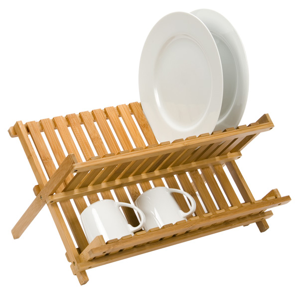 Vdomus Bamboo Dish Drying Rack - Foldable Dish Rack for Kitchen -  Collapsible & Compact Wooden Plate Holder - Eco-Friendly & Functional Wood  Dryer