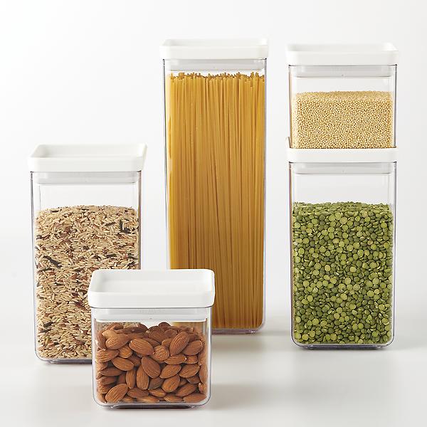 Canister Set of 5, Glass Kitchen Canisters with Airtight Bamboo Lid, Glass Jars