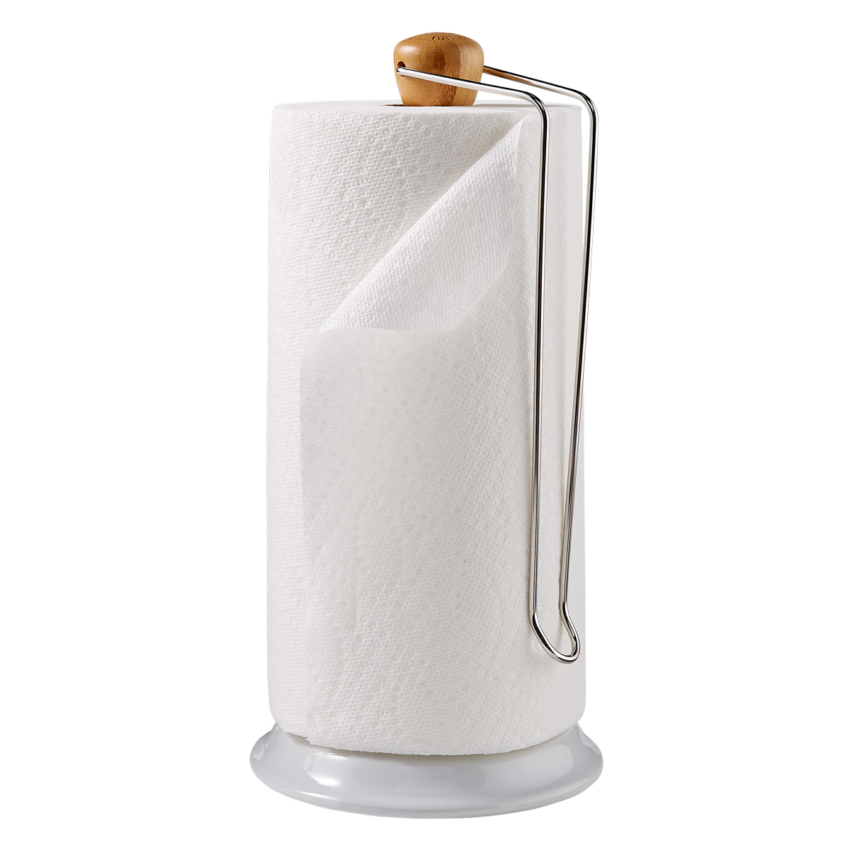 Full Circle Bamboo & Silver Paper Towel Holder | The Container Store
