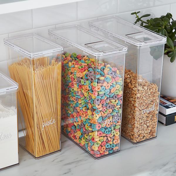Clear Plastic Food Storage Cereal Containers Freezer Box Lid Kitchen  Dispenser