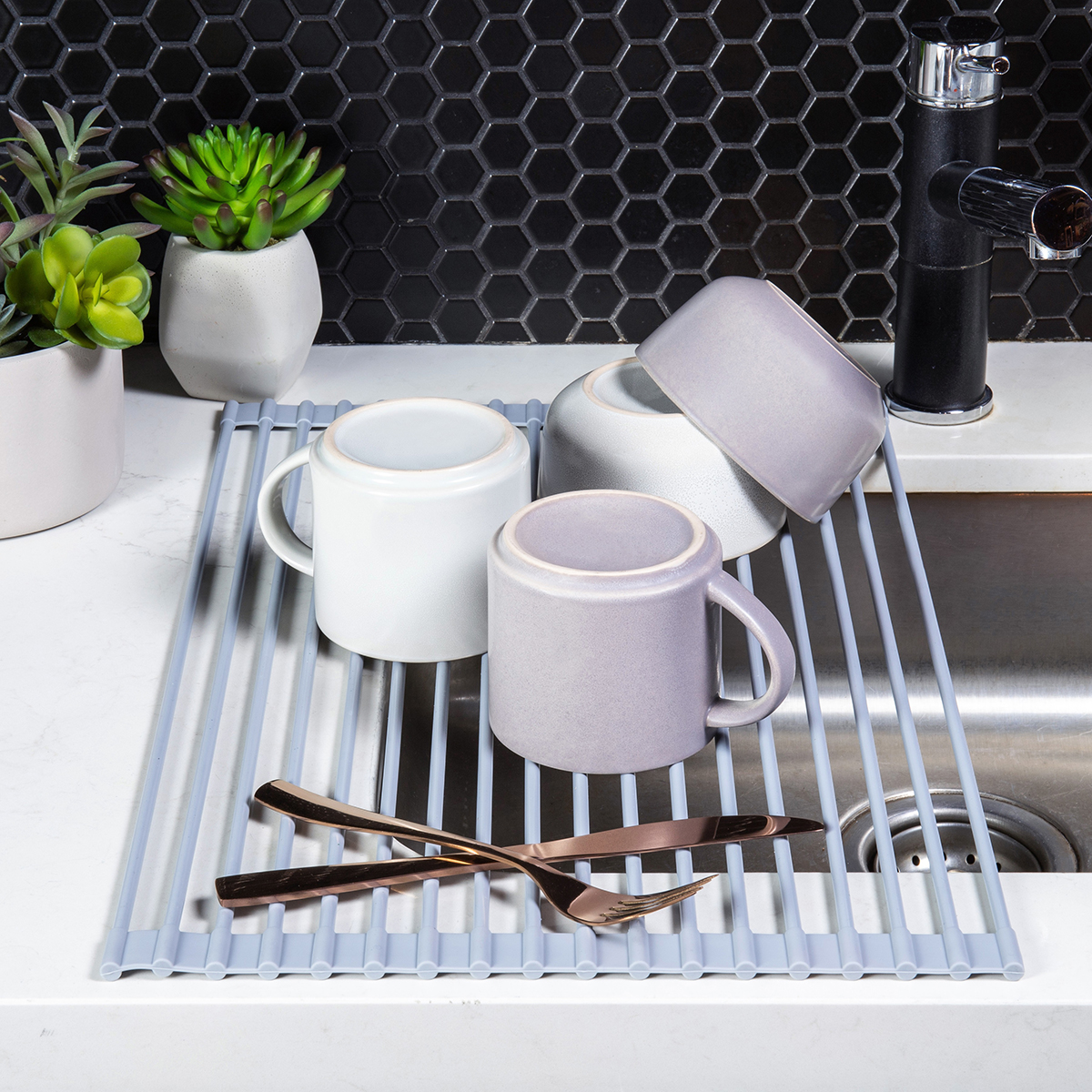 Over-the-Sink Roll-Up Drying Rack | The Container Store
