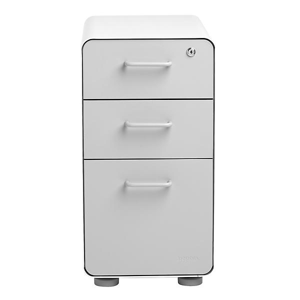 Poppin Light Grey Slim 3-Drawer Stow Filing Cabinet | The Container Store