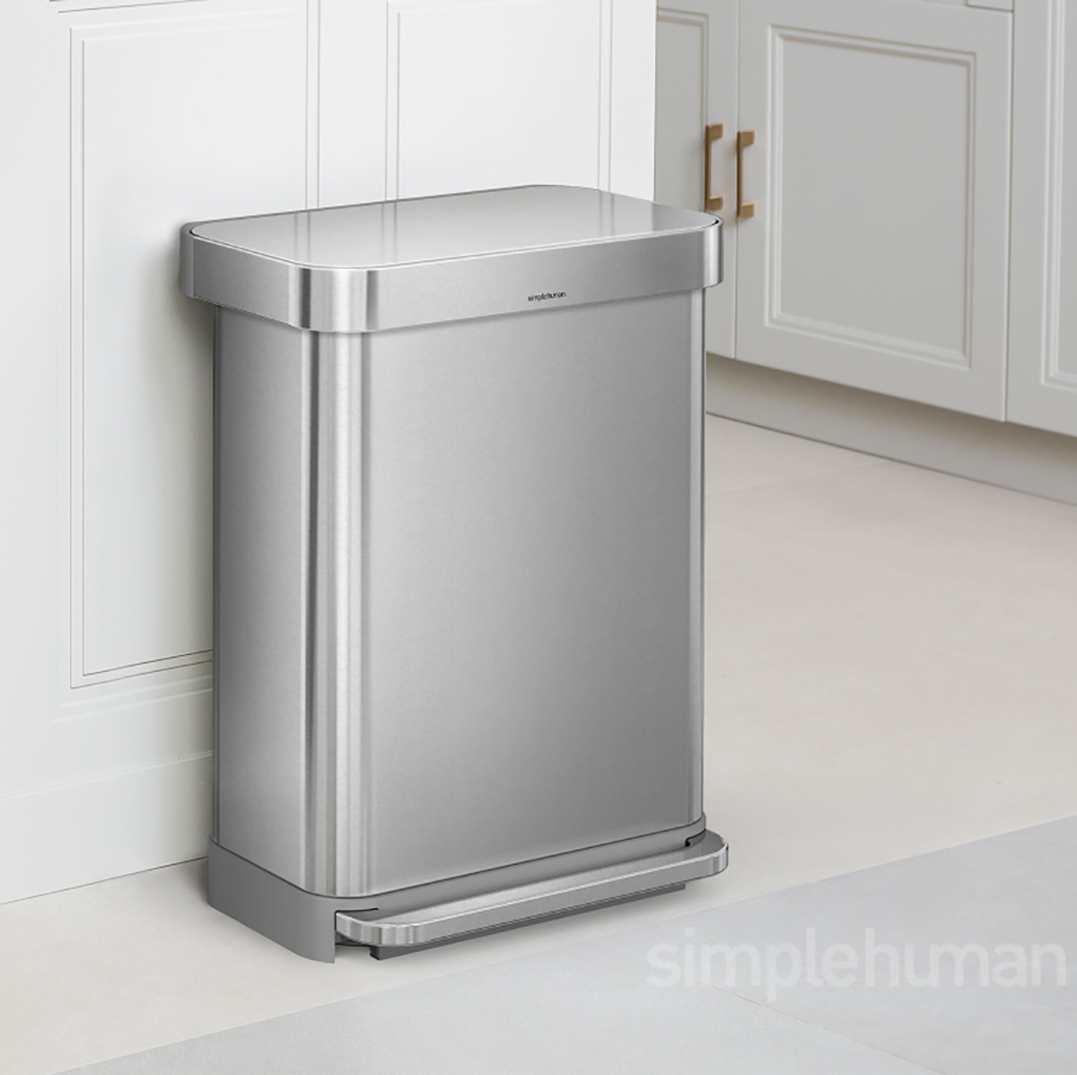 simplehuman Stainless Steel 14.5 gal. Rectangular Trash Can with Liner  Pocket | The Container Store