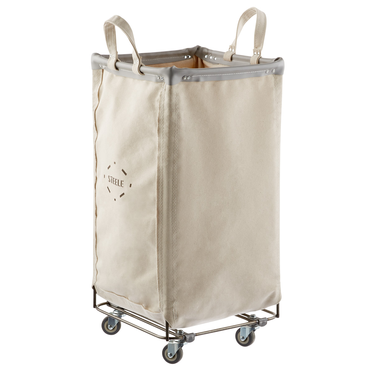 Steele Canvas Natural & Grey Squared Sorting Hamper | The Container Store