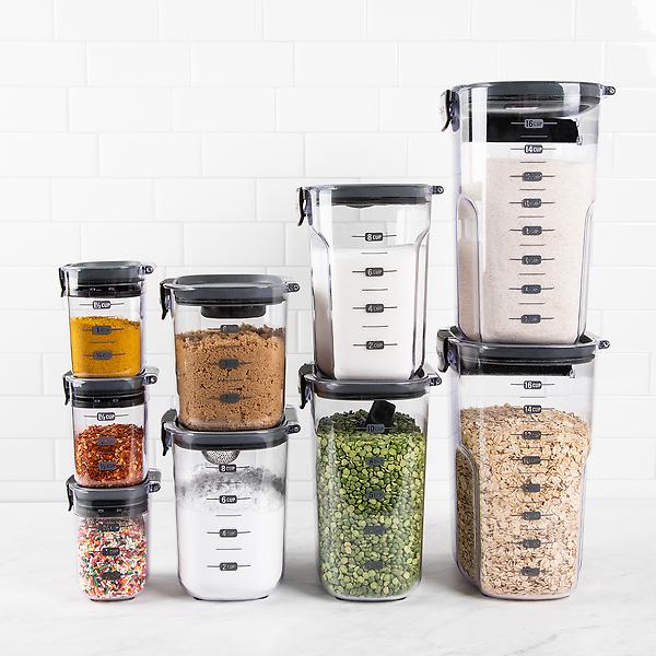 Progressive International Prepworks ProKeeper Food Fresh Produce Storage  Container Set, 5- Piece, Clear Containers with Gray Sealed Tight Lids