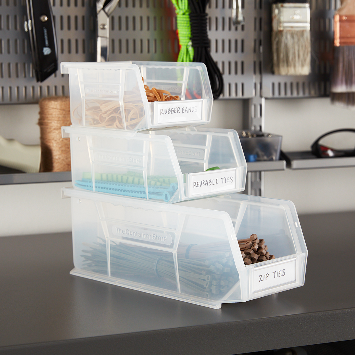 Utility Extra Narrow Stackable Plastic Bins | The Container Store