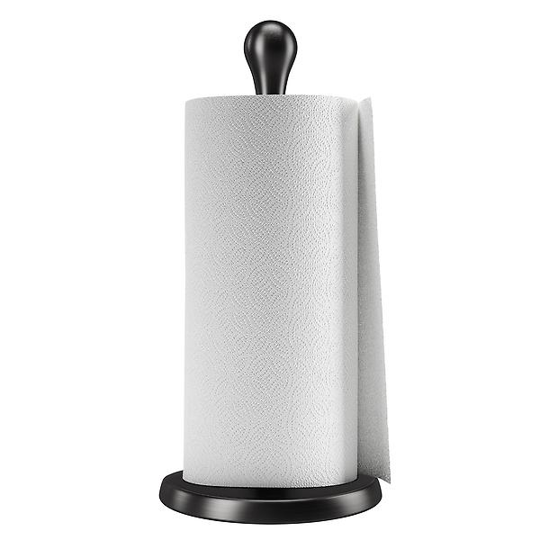 1pc Single-handed Tearing Countertop With Weighted Base And Damping Device  Stainless Steel Paper Towel Holder (black, Silver)