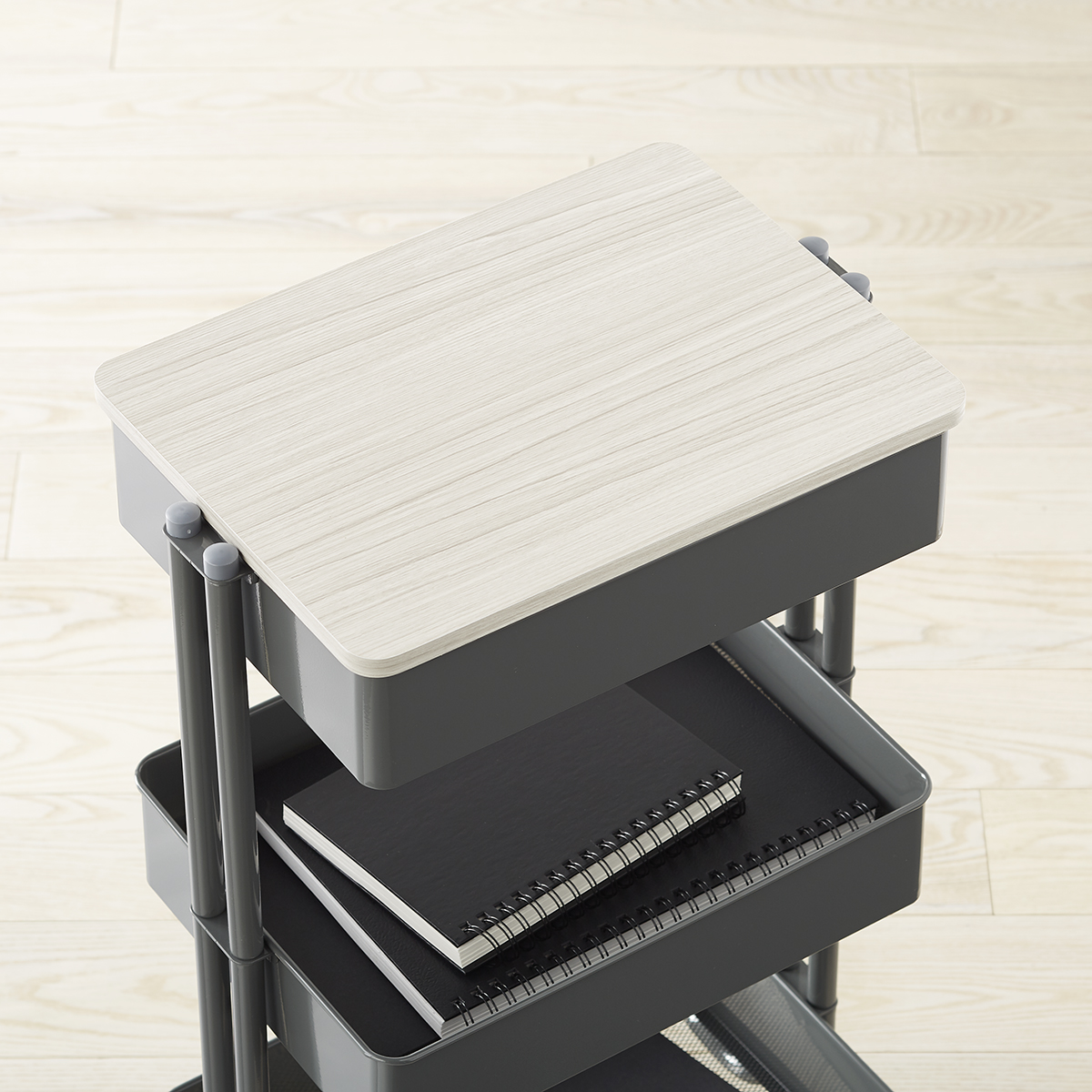 Aspen Wood 3-Tier Rolling Cart Lid | The Container Store