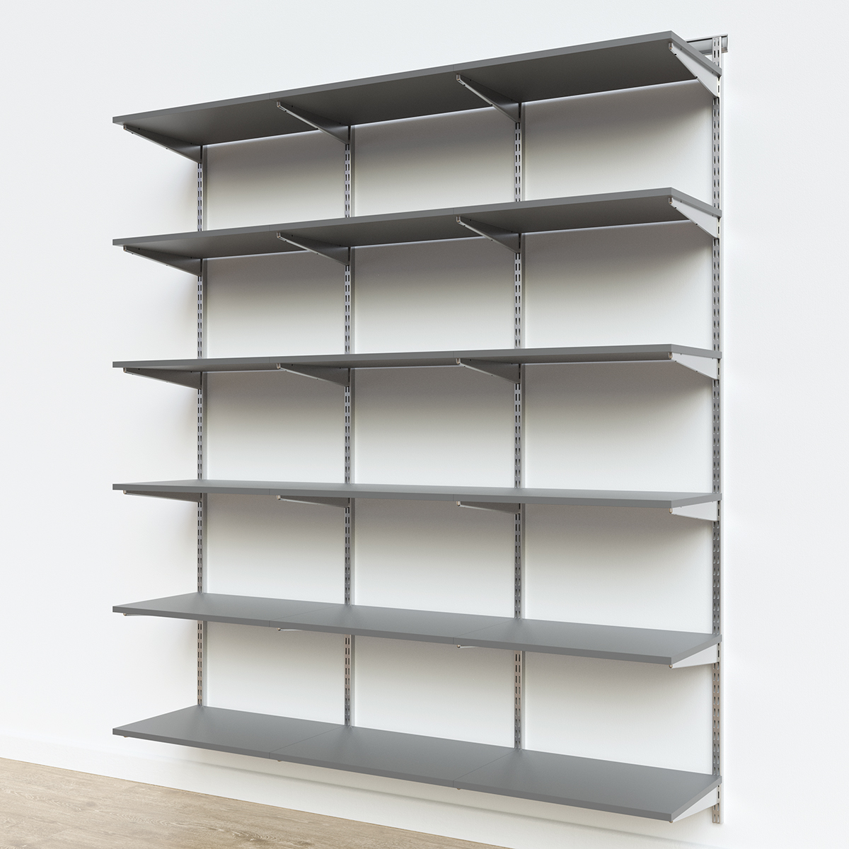 Elfa Classic 6' Basic Melamine Shelving Grey, 6' x 12" x 7' | The Container Store
