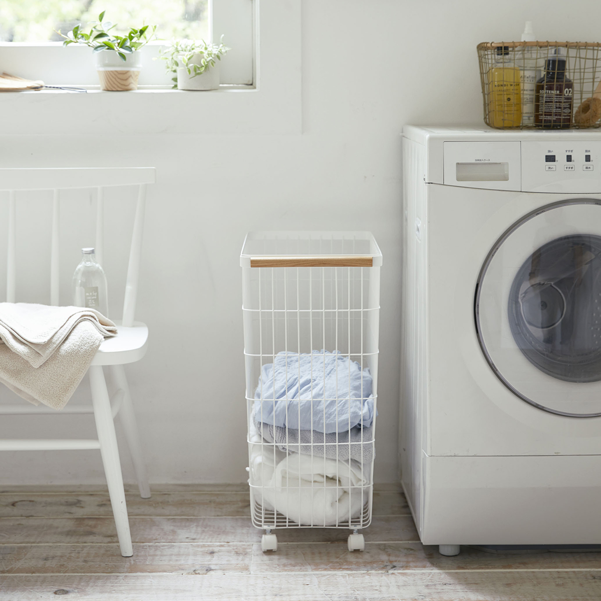 Yamazaki Tosca Slim Rolling Laundry Cart The Container Store