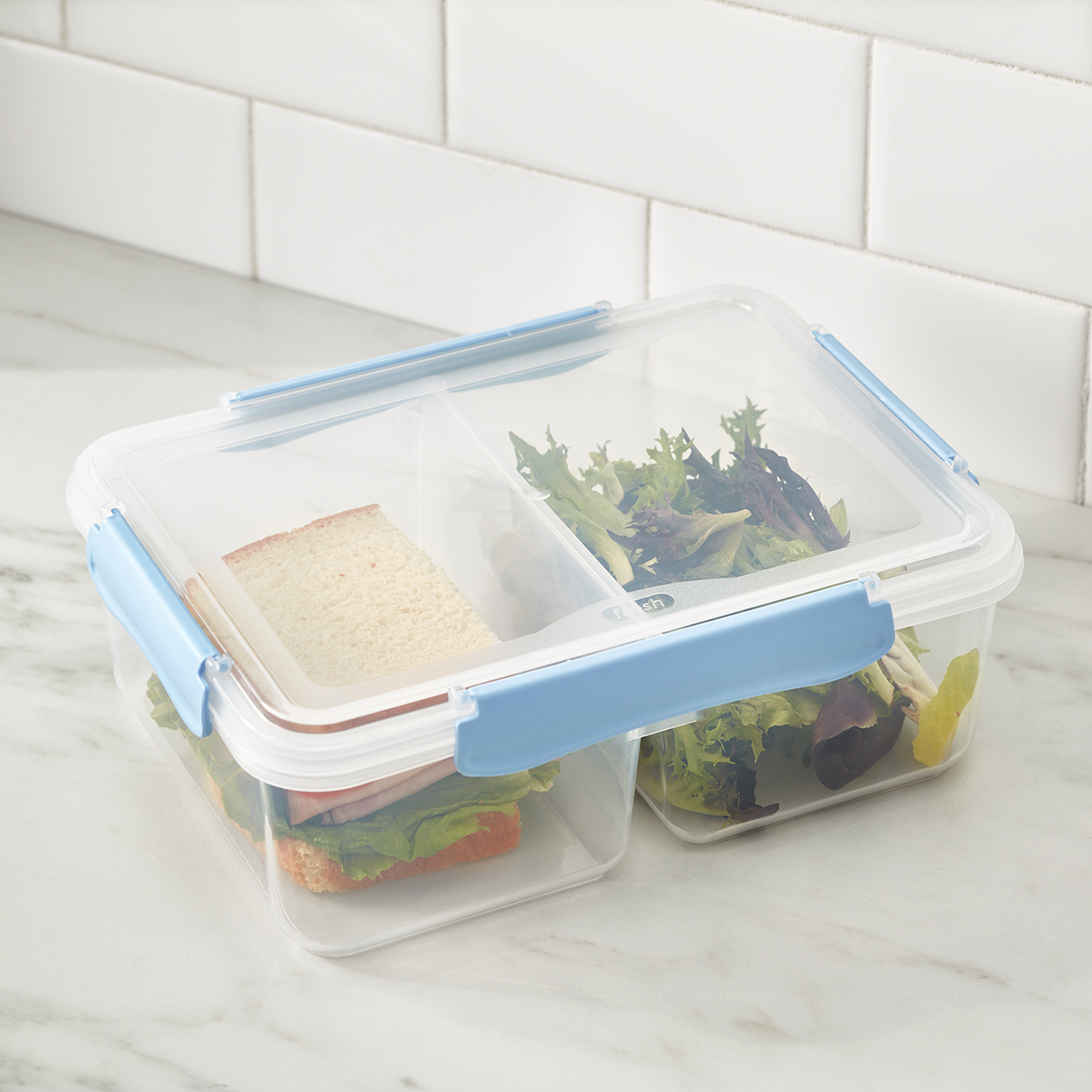 Plastic Food Containers with Light Blue Clips | The Container Store