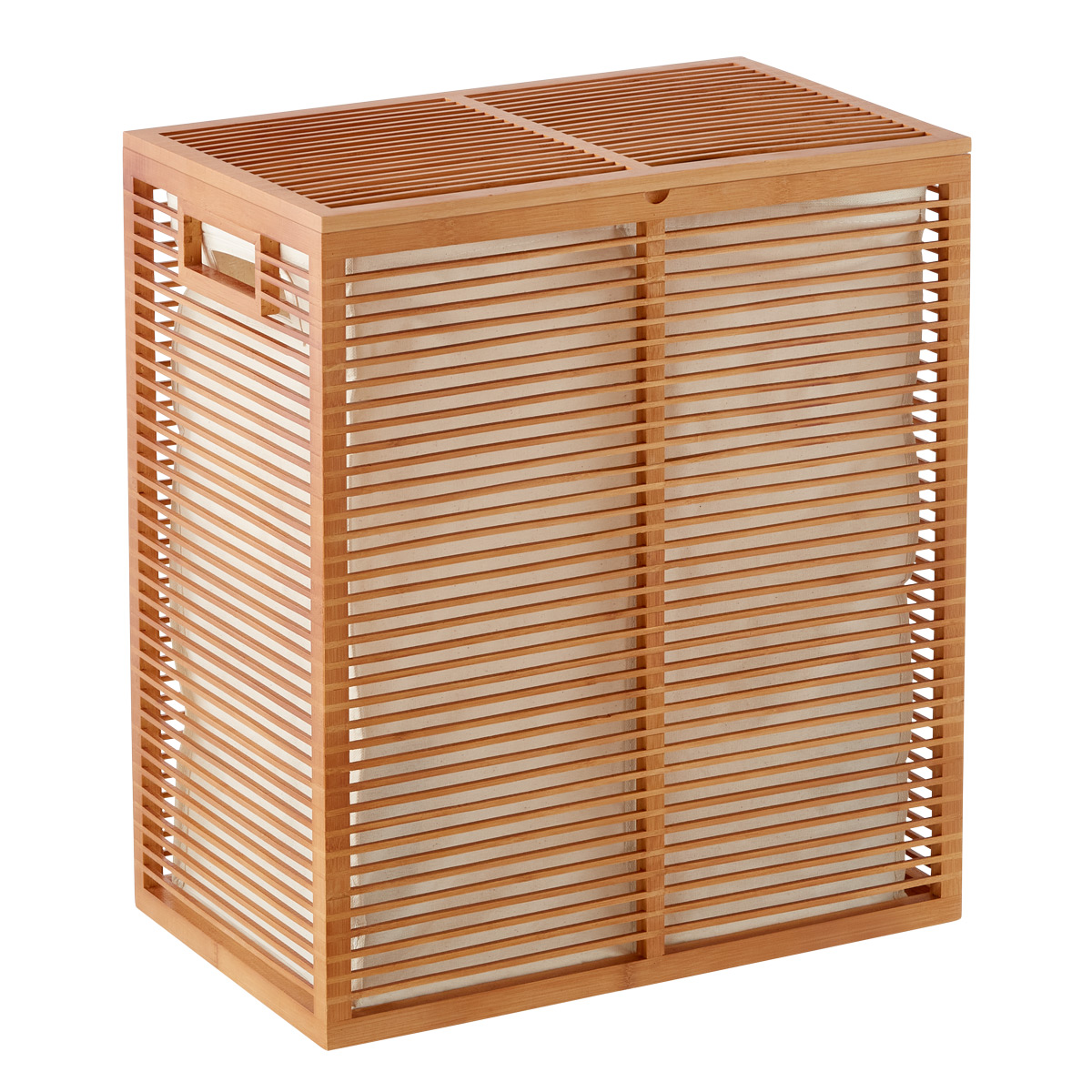 Zen Divided Bamboo Hamper | The Container Store