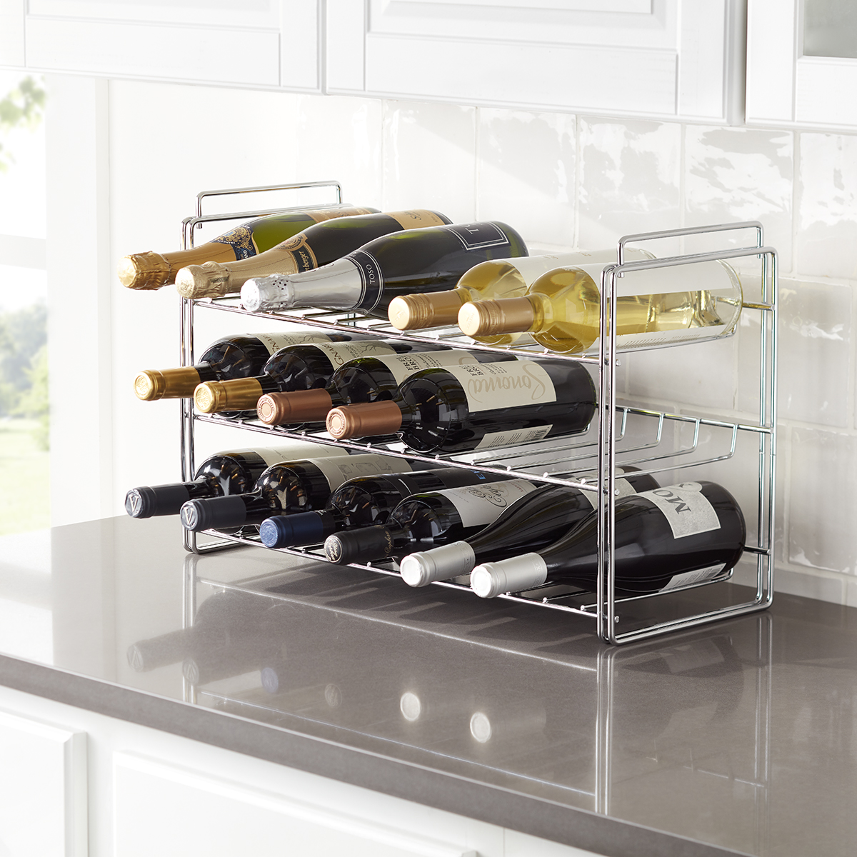 Chrome Stackable 18-Bottle Wine Rack | The Container Store