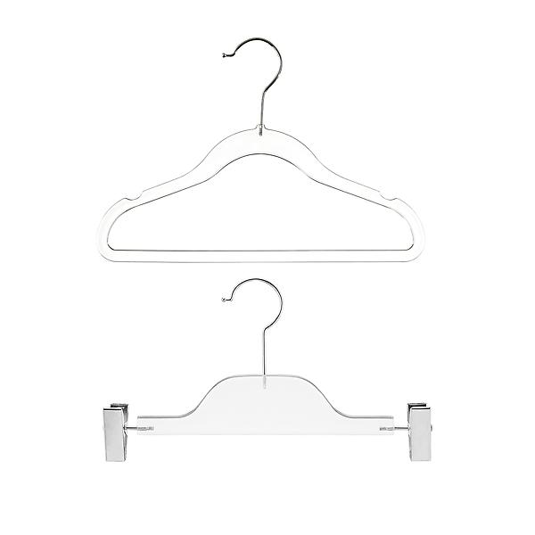 Children's Clear Plastic Suit Hanger w/Clips - 12