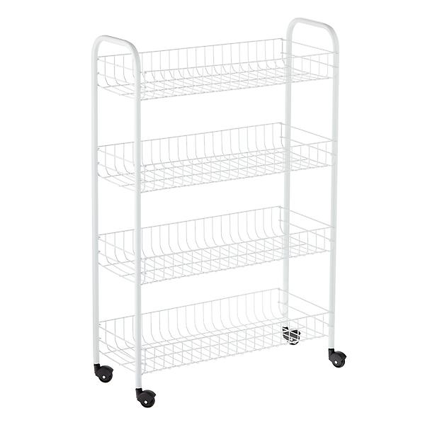 Silver 4-Tier Slim Rolling Cart | The Container Store