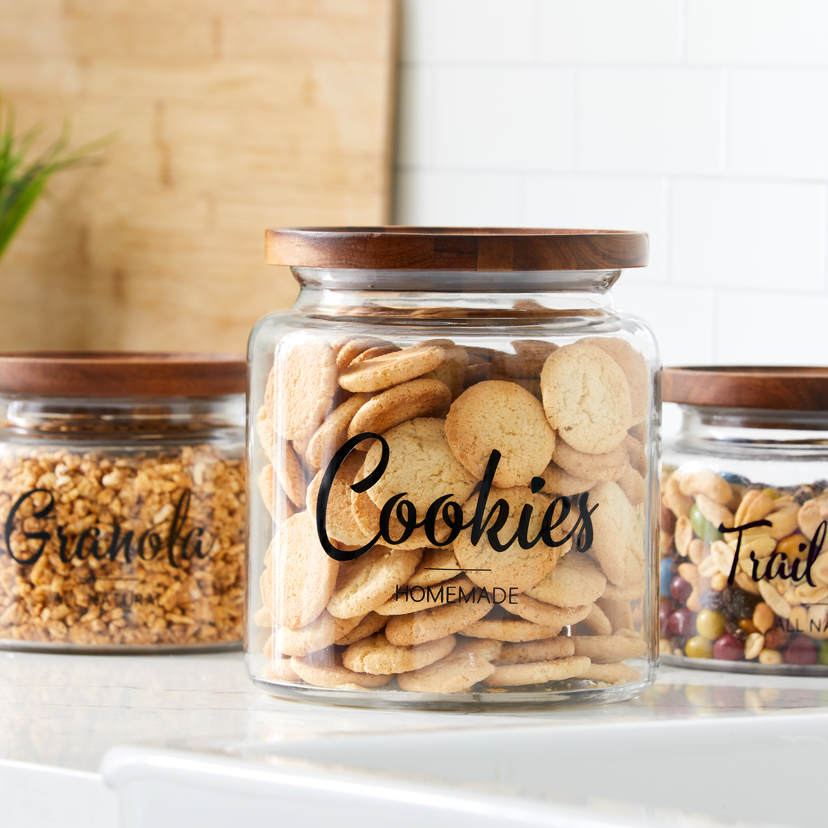 Anchor Hocking Montana Glass Canisters with Acacia Lids | The Container  Store