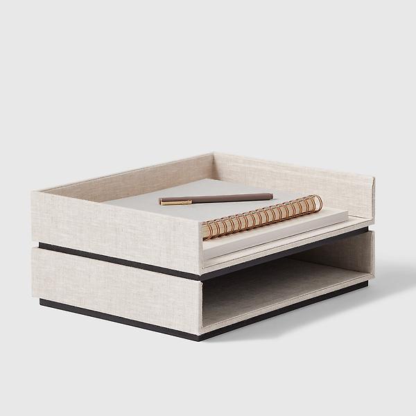 Marie Kondo Harmony Linen Landscape Stacking Letter Tray | The Container  Store