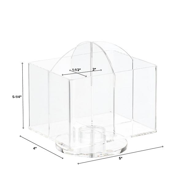 4-Section Acrylic Slanted Pen Organizer Clear, 1-3/4 x 3-3/8 x 6 H | The Container Store