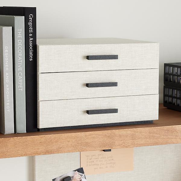 Marie Kondo Harmony Linen 3-Drawer Paper Drawer | The Container Store