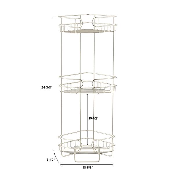 Satin Nickel 3-Tier Corner Bathroom Shelf | The Container Store