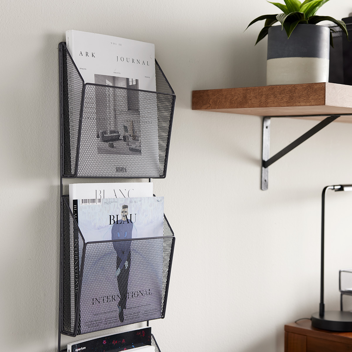 Graphite Mesh 3-Pocket Wall Organizer | The Container Store